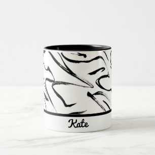 Caneca De Café Em Dois Tons Preto e branco bonitos personalizados