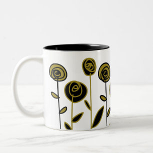 Caneca De Café Em Dois Tons Preto e Branco Dourado moderno