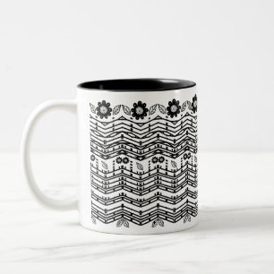 Caneca De Café Em Dois Tons Preto e Branco Engraçado Mensagem Oculta