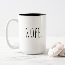 Caneca De Café Em Dois Tons Preto e Branco | Palavra simples "NOPE" Mug