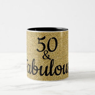 Caneca De Café Em Dois Tons Preto e Dourado Brilho Cinquenta e Fabuloso Aniver