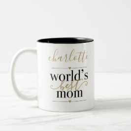 Caneca De Café Em Dois Tons Preto e Dourado Personalizado Melhor Mãe do Mundo