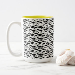 Caneca De Café Em Dois Tons Preto Elegante e Branco