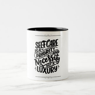 Caneca De Café Em Dois Tons Preto-Mínimo de Autoatendimento Cita Mug