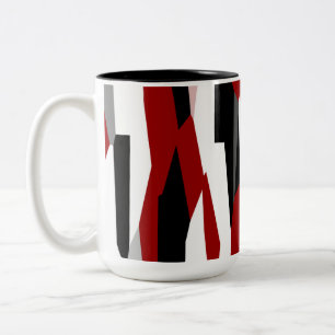 Caneca De Café Em Dois Tons Preto Vermelho e Branco