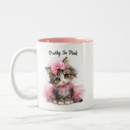 Caneca De Café Em Dois Tons Pretty in Pink – Kitten Mug