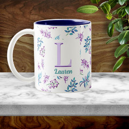 Caneca De Café Em Dois Tons Pretty Watercolor Floral Garden Personalized