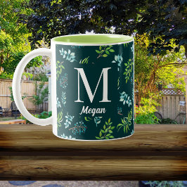 Caneca De Café Em Dois Tons Pretty Watercolor Floral Garden Personalized