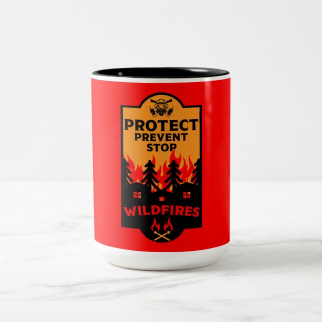 Caneca De Café Em Dois Tons Prevenção contra incêndios florestais (Centro)