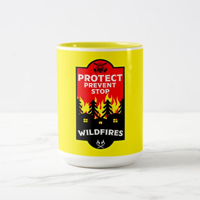 Caneca De Café Em Dois Tons Prevenção de Incêndios Florestais Bush (Centro)