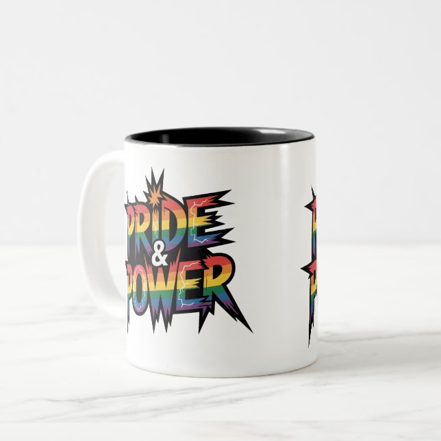 Caneca De Café Em Dois Tons Pride & Power LGBTQ (Frente Esquerda)