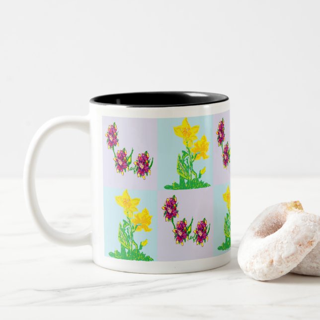 Caneca De Café Em Dois Tons Primavera (Com Donut)