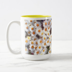Caneca De Café Em Dois Tons Primavera Daisy Wildflower Watercolor