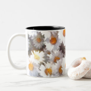 Caneca De Café Em Dois Tons Primavera Daisy Wildflower Watercolor