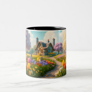 Caneca De Café Em Dois Tons primavera, flores, flor, verão, floral, natureza,