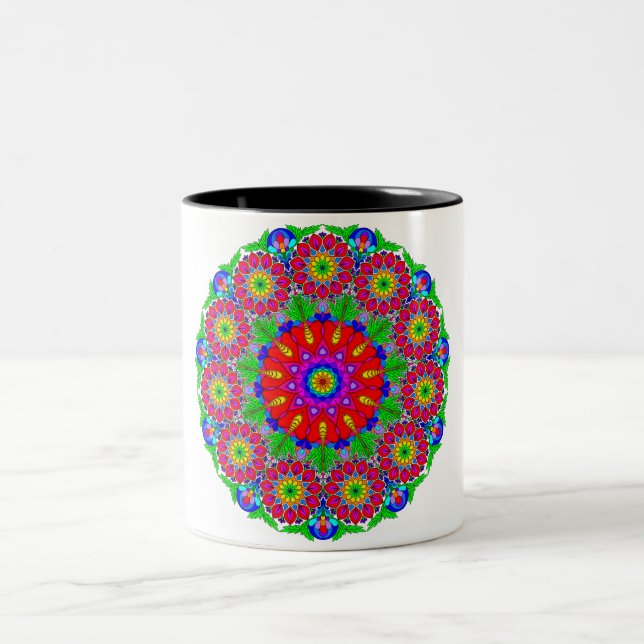 Caneca De Café Em Dois Tons Primavera Garden mandala (Centro)