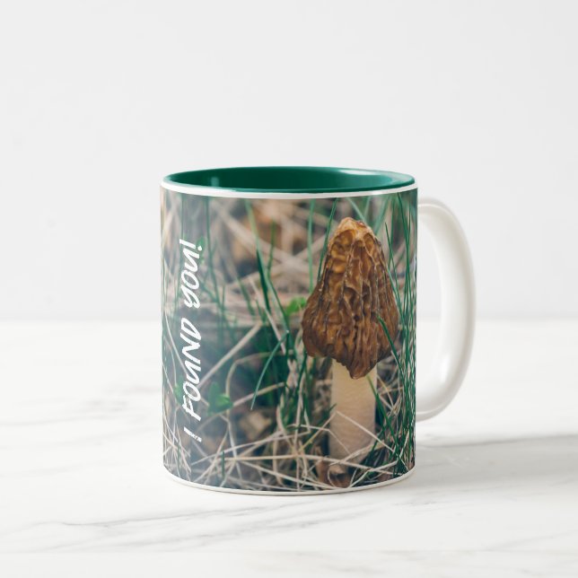 Caneca De Café Em Dois Tons Primavera Morel Mushroom (Frente Esquerda)