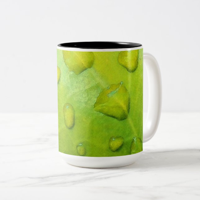 Caneca De Café Em Dois Tons Primavera Rain Abstrato (Frente Esquerda)