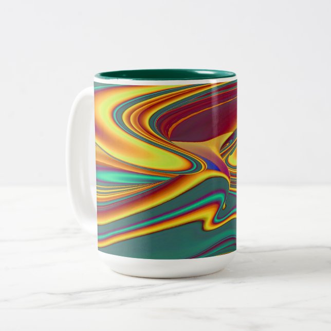 Caneca De Café Em Dois Tons Primavera Verão Outono Flores Magia (Frente Esquerda)