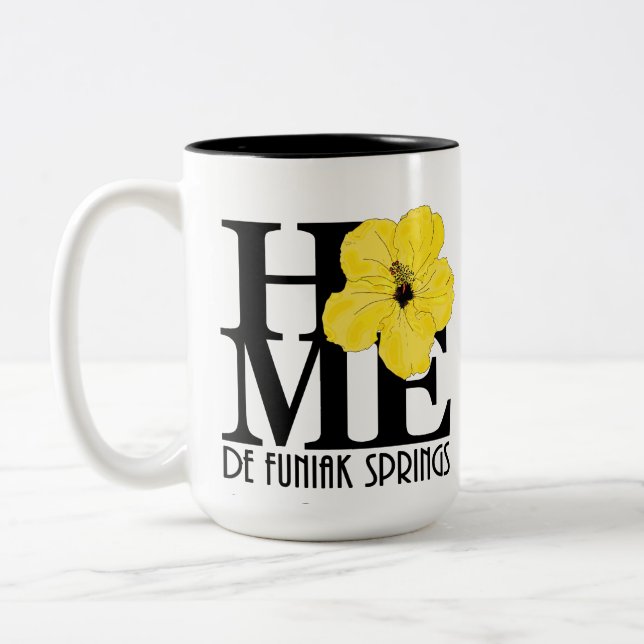Caneca De Café Em Dois Tons PRIMAVERAS HOME De Funiak 15oz Yellow Hibiscus (Esquerda)
