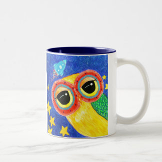 Caneca De Café Em Dois Tons Primeira coruja no espaço