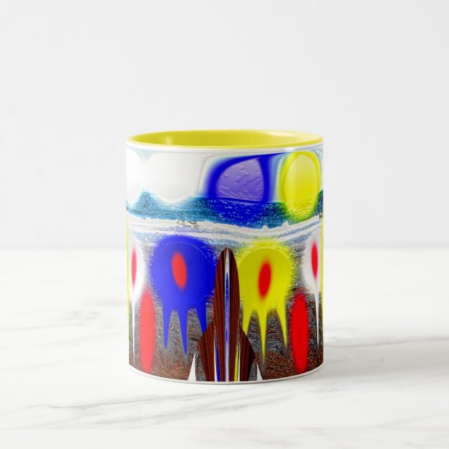 Caneca De Café Em Dois Tons Primeira invasão de Alienígena (Centro)