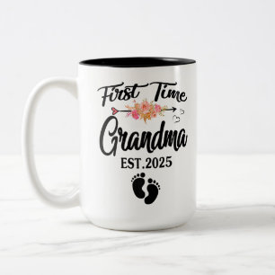 Caneca De Café Em Dois Tons Primeira vez avó est 2025 para nova avó