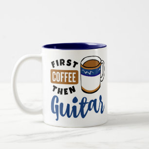 Caneca De Café Em Dois Tons Primeiro melómano da guitarra do café então