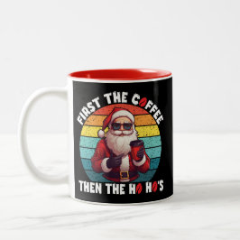 Caneca De Café Em Dois Tons Primeiro o café e depois o Pai Natal de Ho Ho