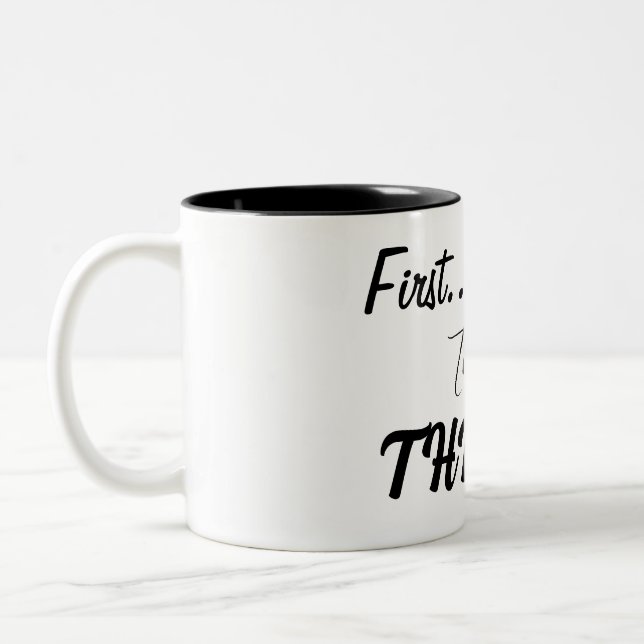 Caneca De Café Em Dois Tons Primeiro Sobreviva, Então... prospere! (Esquerda)