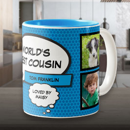 Caneca De Café Em Dois Tons Primo Divertido Moderno Colagem de Fotos