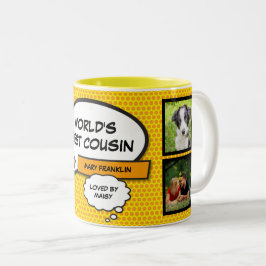 Caneca De Café Em Dois Tons Primo Divertido Quadrinho Moderno Colagem de Fotos