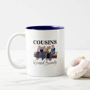 Caneca De Café Em Dois Tons Primos Amigos Abençoados Reunião de Família