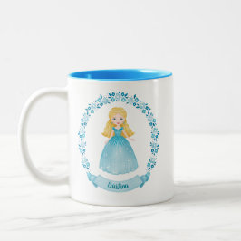 Caneca De Café Em Dois Tons Princesa azul-branca personalizada