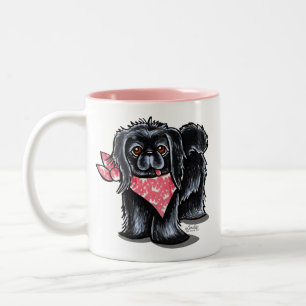 Caneca De Café Em Dois Tons Princesa cor-de-rosa preta de Pekingese