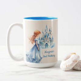 Caneca De Café Em Dois Tons Princesa e Castelo