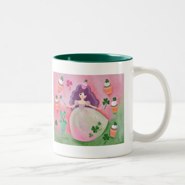 Caneca De Café Em Dois Tons Princesa irlandesa Pintura do cupcake (Direita)