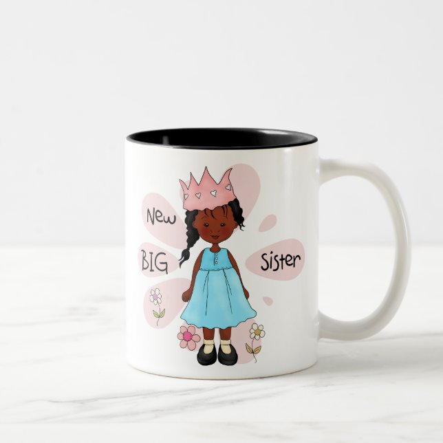 Caneca De Café Em Dois Tons Princesa Irmã Africana Americana (Direita)