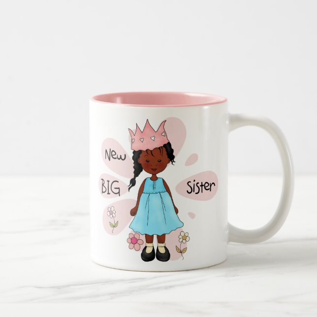 Caneca De Café Em Dois Tons Princesa Irmã Africana Americana (Direita)
