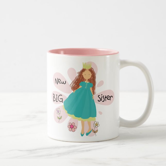 Caneca De Café Em Dois Tons Princesa Irmã Marrom Cabelo (Direita)