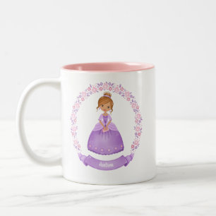 Caneca De Café Em Dois Tons Princesa Púrpura e Bonita Personalizada