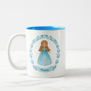 Caneca De Café Em Dois Tons Princesa Real Azul Personalizada