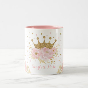 Caneca De Café Em Dois Tons Princesa Real Real Dourada Coroa Rosa