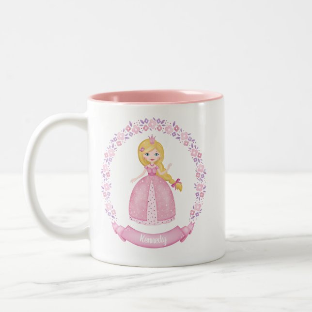 Caneca De Café Em Dois Tons Princesa rosa-branca personalizada (Esquerda)