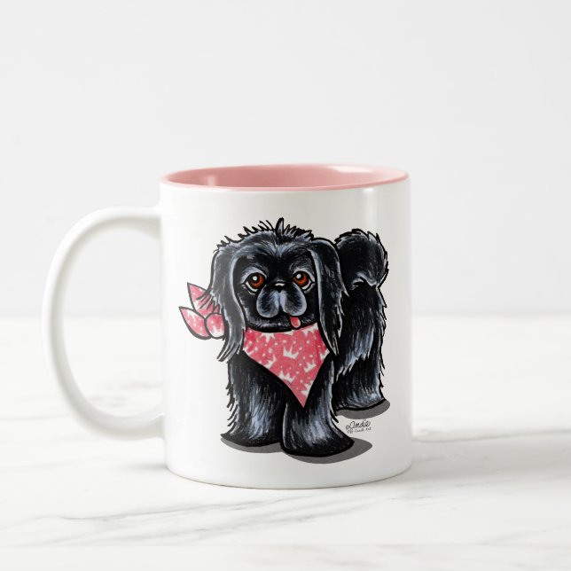 Caneca De Café Em Dois Tons Princesa Rosa Preta Pekingese (Esquerda)