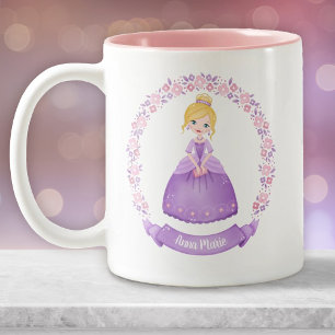 Caneca De Café Em Dois Tons Princesa rosa rosa-rosa-branca personalizada