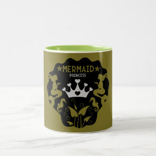 Caneca De Café Em Dois Tons Princesa Sereia Menina
