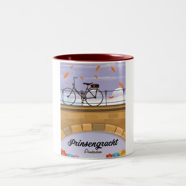 Caneca De Café Em Dois Tons Prinsengracht,Poster de viagens Canal Amsterdam (Centro)
