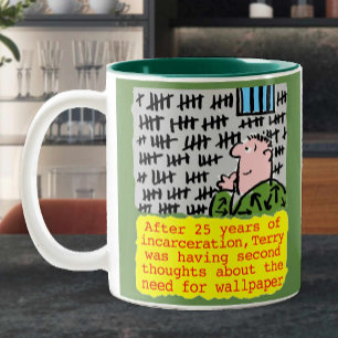 Caneca De Café Em Dois Tons Prisioneiro na cadeia não precisa de papel de par