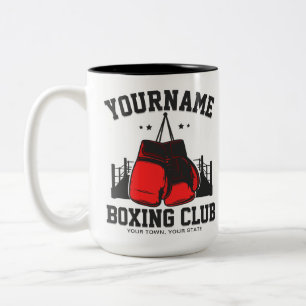 Caneca De Café Em Dois Tons Pro Boxer ADD NAME - Luvas vermelhas Formação em A